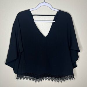 Lovers & Friends Womens Size S Lace Trim V-Neck Cape Blouse Whimsygoth